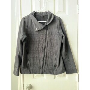 Lululemon Fleece Be True Black Full Zip Asymmetrical Quilted Jacket Pockets Sz 6